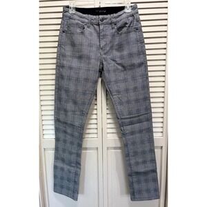 Fred Denim Plaid Skinny Dress Pants Size 34x32 Mid Rise Pockets‎ Zip Gray/White